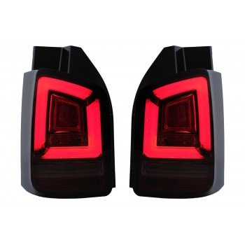 Visiški LED galiniai žibintai, tinkantys „VW Transporter V T5 Facelift“ (2010–2015) su dinaminiu posūkio signalu raudonais dūmais